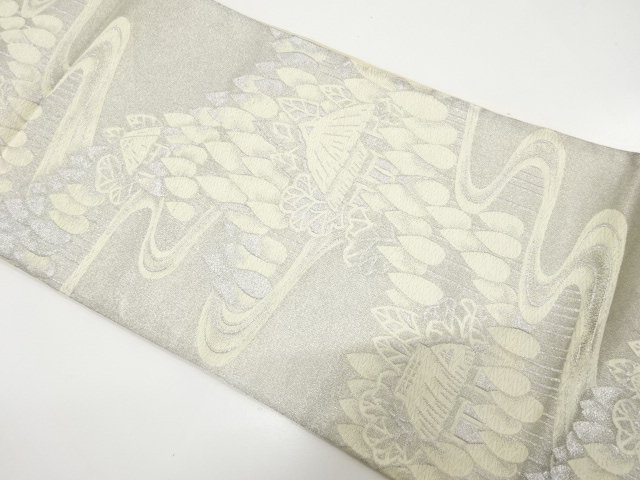 JAPANESE KIMONO / ANTIQUE FUKURO OBI / SILK / WOVEN SCENERY